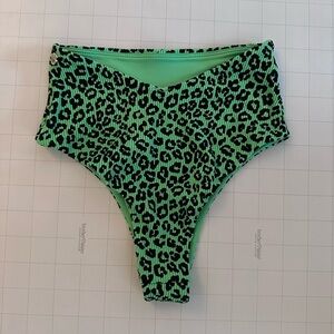BuffBunny Sharkbite Reversible Bikini Bottom Green Leopard XS